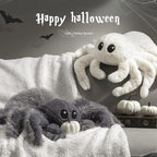 phantoscope halloween spider shaped throw pillow, faux fur, close-up detail