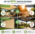 90% outdoor sun shade cloth, 16' x 20', side view