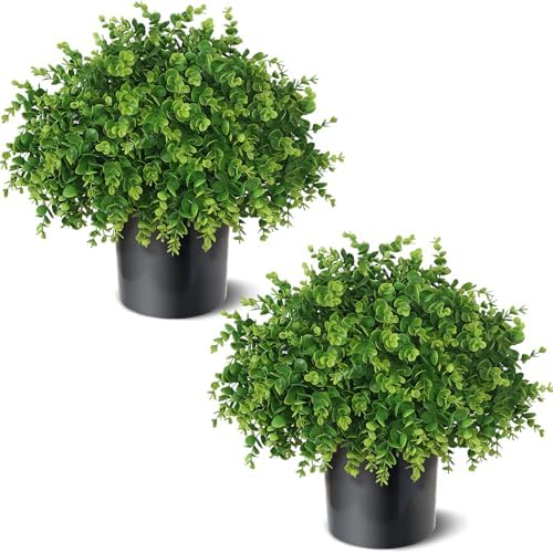 2set lifelike touch fake eucalyptus topiary ball trees, main product view