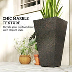 outsunny 28 inch plastic tall planters for outdoor showing dimensions