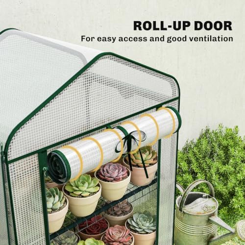 outsunny 3 tier mini greenhouse w/ screen roof, package contents