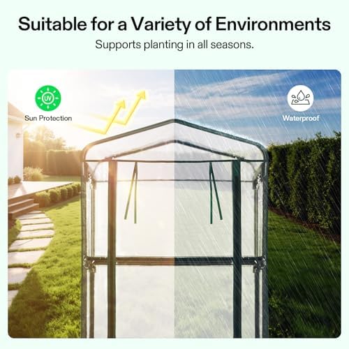 vivosun mini 4-tier greenhouse with wheels, 27 x, side view