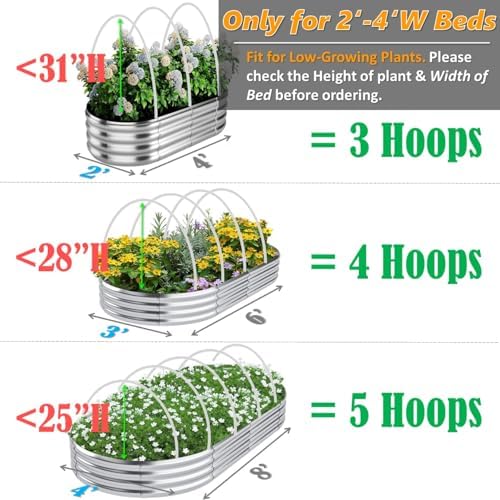 greenhouse hoops for 2-4ft wide raised beds, 6.56ft showing dimensions