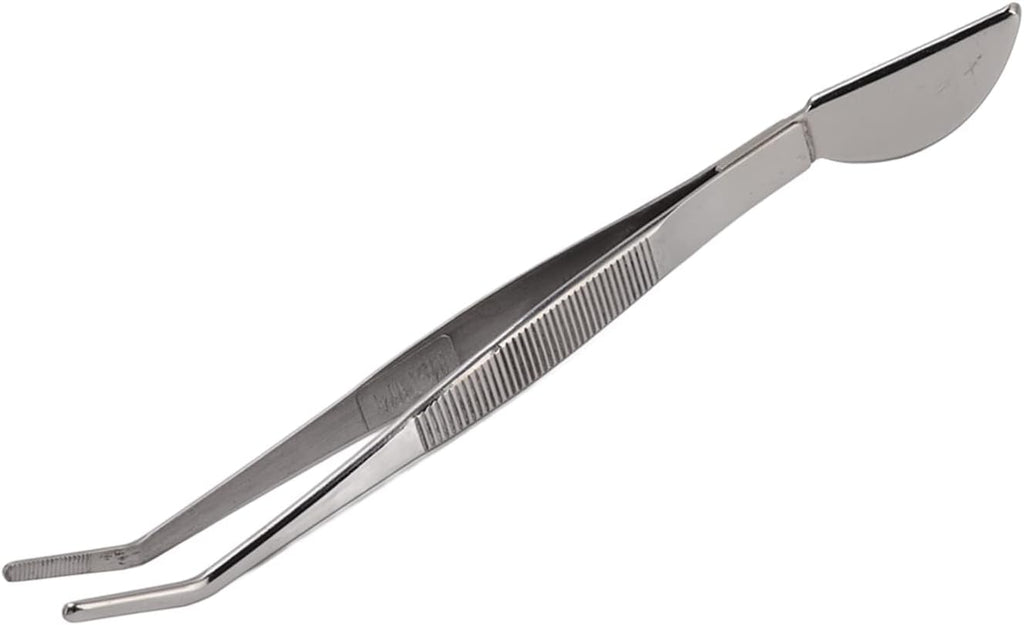 Bonsai Tweezers, Stainless Steel Long Handle Ergonomic Non Slip Grip with Smooth Edges for Removing Dead Leaves and Weeds from Bonsai Plants (Bent)