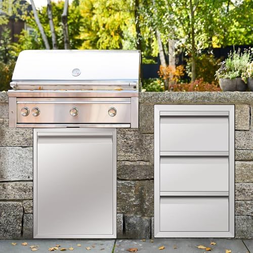 outdoor kitchen drawers stainless steel flush mount bbq shown in use