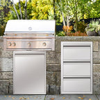 outdoor kitchen drawers stainless steel flush mount bbq shown in use