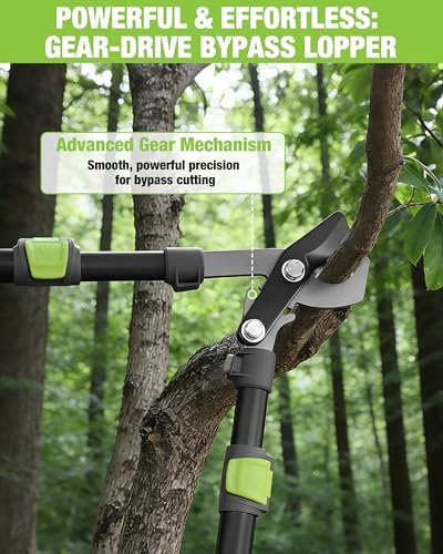 workpro extendable bypass lopper for gardening, 25-37" branch, close-up detail