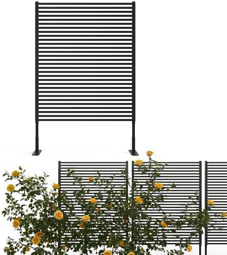 garvee outdoor privacy screen freestanding, 47"x71" rustproof fence, front angle view