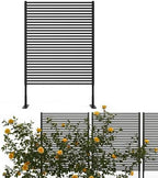 garvee outdoor privacy screen freestanding, 47"x71" rustproof fence, front angle view