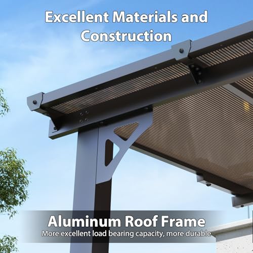 aoxun premium gazebo with aluminum frame & polycarbonate showing dimensions