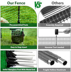 3'x82' temporary fence with posts, portable dog fence, side view