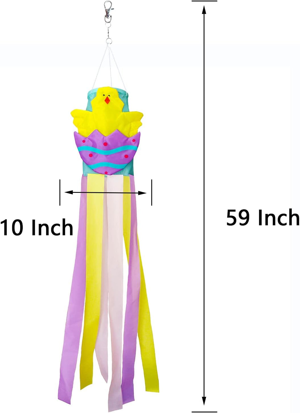 59 Inch Easter Egg Chick Windsock for Spring Garden Decorations Durable Hanging Wind Sock for Home Party Farmhouse Yard Outdoor Hanging Wind Socks Décor