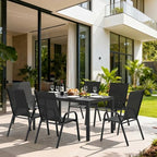 pamapic outdoor dining sets for 6, rectangular steel, side view