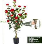 artificial camellia tree 2 pack, 3ft faux camellia, close-up detail