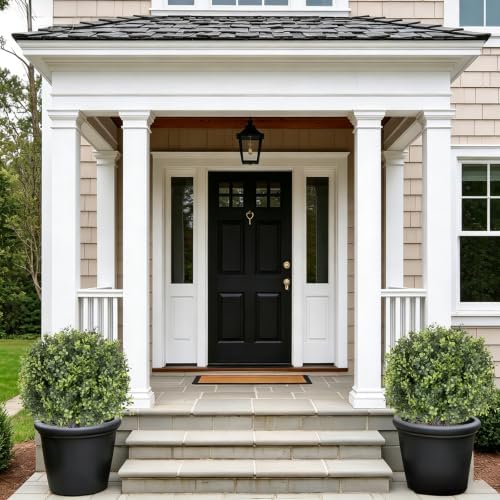 24" set of 2 artificial boxwood topiary ball, front angle view
