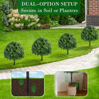 28 inch artificial boxwood trees, 2 sets faux shown in use