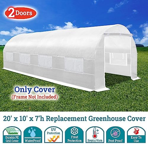yardgrow 2-doors replacement greenhouse cover for larger walk, close-up detail