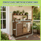 ketive outdoor potting bench with storage, 41-inch metal showing dimensions