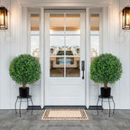 25" artificial boxwood topiary ball tree with ground, package contents