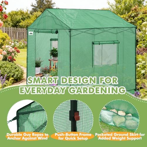 eagle peak 8x8 pop up walk in greenhouse, front angle view