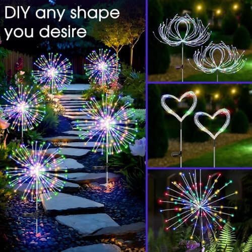 hpufkot solar garden lights outdoor,waterproof garden, 2pc 200, side view