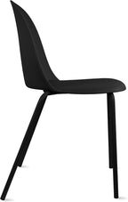 2xhome Modern Stackable Armless Dining Chair, Plastic Shell Seat with Metal Legs for Indoor Outdoor Home Kitchen Patio Cafe, Black