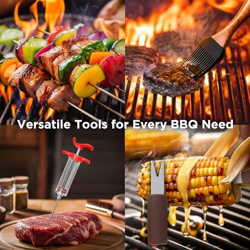 kaluns 35pc bbq grill tools set – heavy shown in use