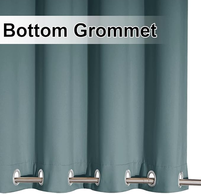 NICETOWN Greyish Blue Outdoor Patio Curtains 2 Panels Windproof Top & Bottom Grommet, Thermal Insulated Light & Cold Blocking Windproof Weighted Outdoor Drapes Privacy for Gazebo/Porch, W52 x L84