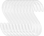 30 Pack 3 Inch White S Hooks,Vinyl Coated Heavy Duty S Hook for Hanging Plants,Non Slip Closet S Hooks,Steel Metal White Vinyl Coated Small S Hook for Hanging Jeans Pots and Pans Coffee Cups