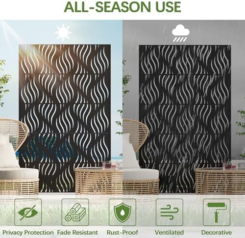 cofar metal privacy screen outdoor 72" h×44" w, side view