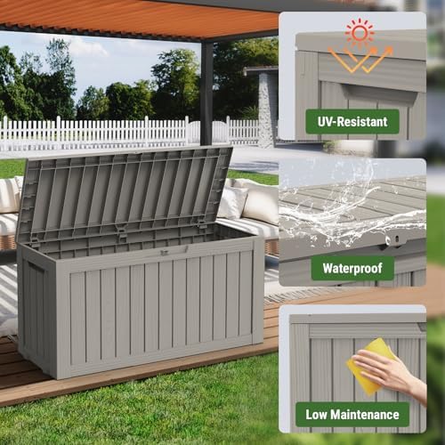 mars villa 75 gallon deck box, outdoor storage showing dimensions