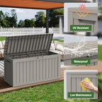 mars villa 75 gallon deck box, outdoor storage showing dimensions