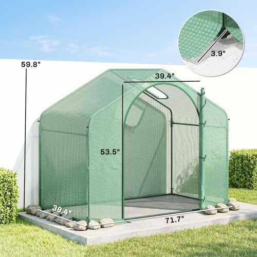 outsunny 6' x 3' x 5' portable walk-in, front angle view