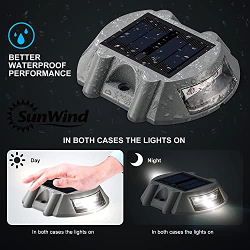 sunwind solar deck lighting outdoor - 4 pack, close-up detail
