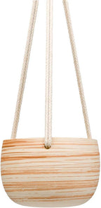 Mkono Ceramic Hanging Planter Macrame Plant Holder 5 Inch Cute Succulent Cactus Pot with Cotton Rope Hanger for Indoor Outdoor Decor, 2 Pack