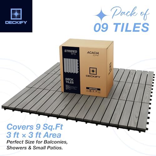 acacia interlocking deck tiles outdoor waterproof all weather on a desk or shelf