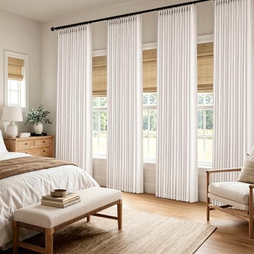miulee 4 panels pinch pleated linen curtains 108 showing dimensions