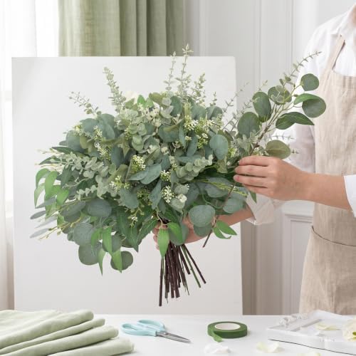 daynight 120 pcs artificial mixed eucalyptus stems bulk showing dimensions