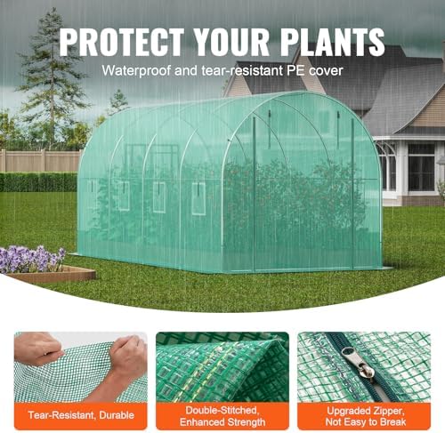 vevor walk-in tunnel greenhouse, 14.6x6.4x6.3 ft hoop house, close-up detail