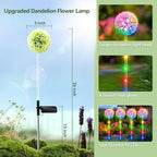 solar garden lights outdoor waterproof dandelion flower yard showing dimensions