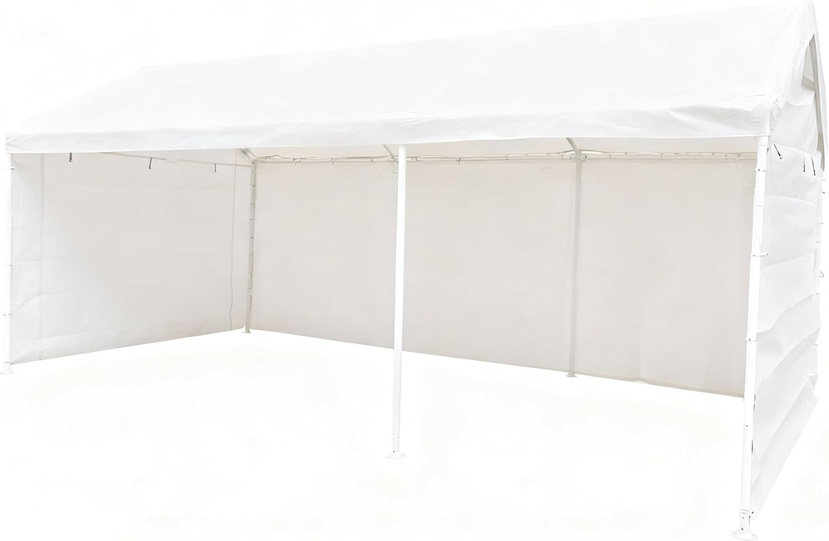 rutile 10x20 carport replacement sidewall, 180g pe waterproof, side view