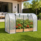 portable mini greenhouse, 55x32x28 inches pe cover with, front angle view