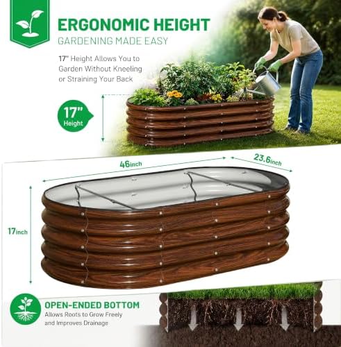 snugniture 3 pcs 4x2x1.5ft raised garden bed outdoor, side view