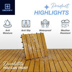 acacia interlocking deck tiles outdoor waterproof, golden teak, view 11
