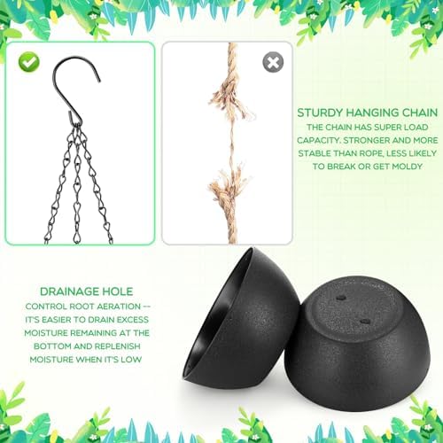 maxcheck 4 pack 13 inch large hanging planters, side view