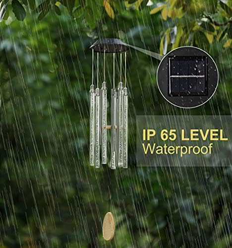 desgully solar wind chimes for outside, 6 color-changing, side view
