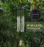desgully solar wind chimes for outside, 6 color-changing, side view