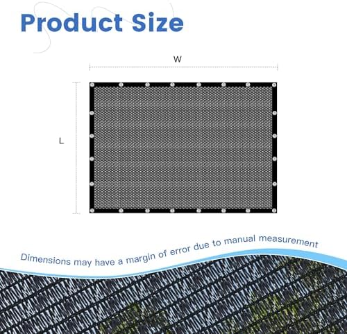50% shade cloth for garden 12x20 ft, outdoor, side view