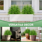 artificial 2 pack fern topiary trees with ground, side view