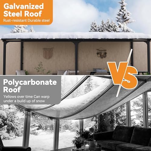 covered outdoor lean to gazebo 10'x20' with galvanized, front angle view